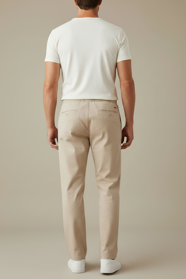 Pantalon Parachute Beige Coton Droit Décontracté Homme - vue 2