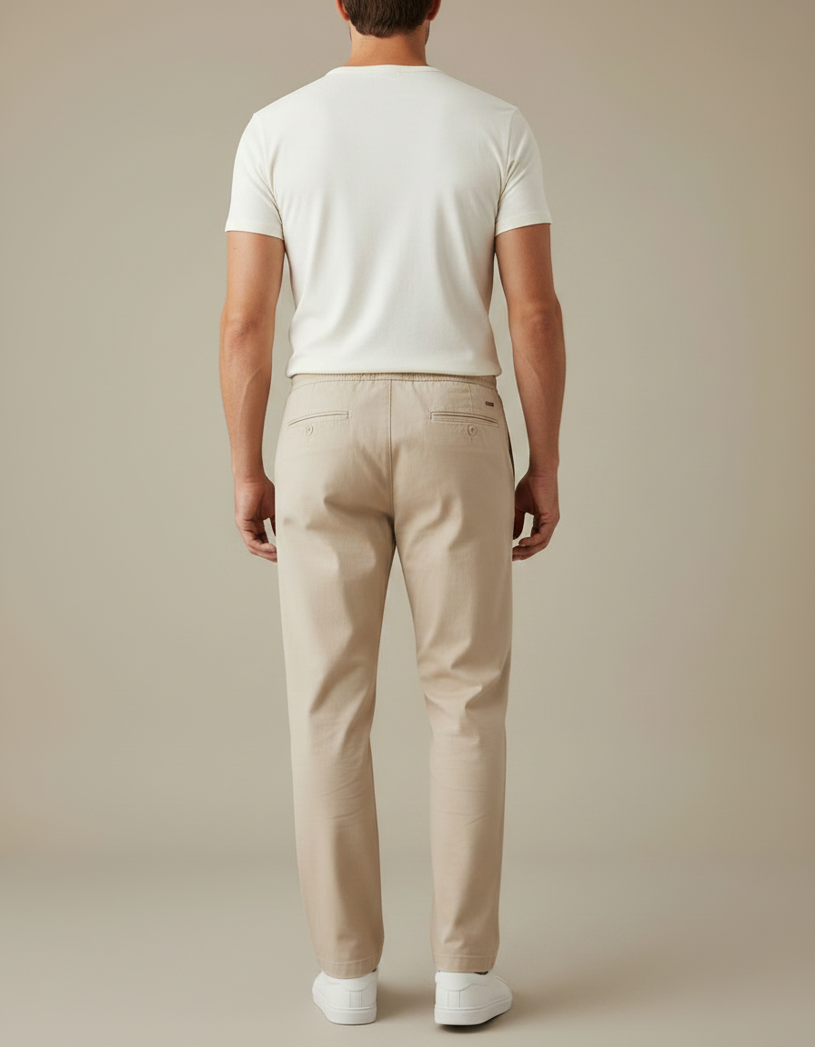 Pantalon Parachute Beige Coton Droit Décontracté Homme - vue 2