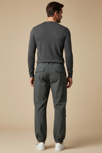 Pantalon Parachute Kaki Cargo Homme Décontracté Ajustable - Polyester - vue 2
