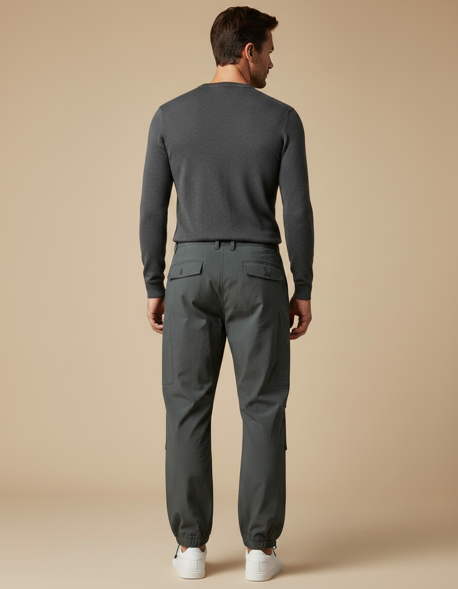 Pantalon Parachute Kaki Cargo Homme Décontracté Ajustable - Polyester - vue 2