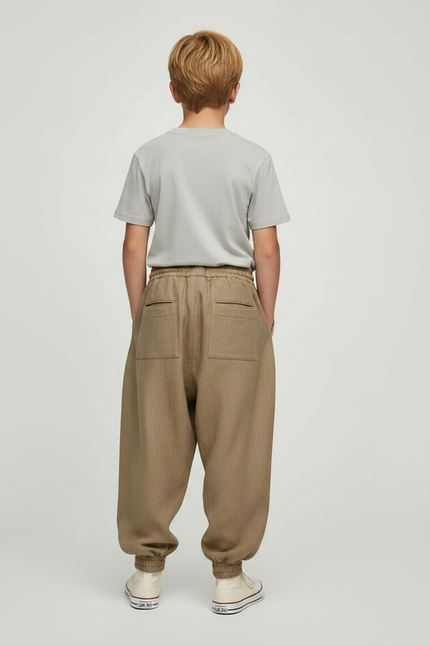 Pantalon Parachute Kaki Ample Cordon Enfant - Laine - vue 2