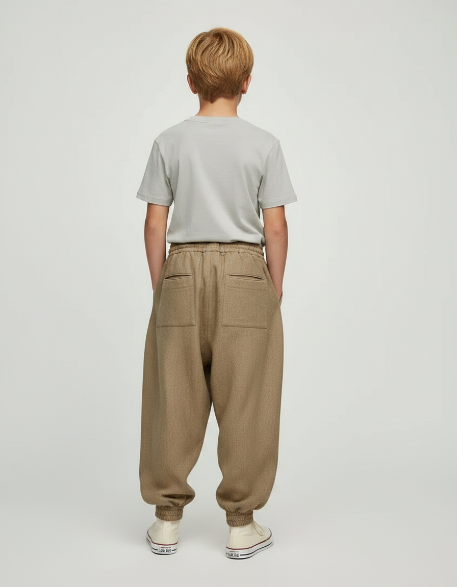 Pantalon Parachute Kaki Ample Cordon Enfant - Laine - vue 2