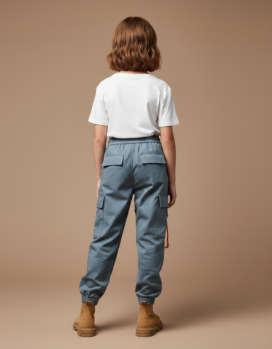 Pantalon Parachute Gris Imprimé Cargo Ample Streetwear - Toile - vue 2