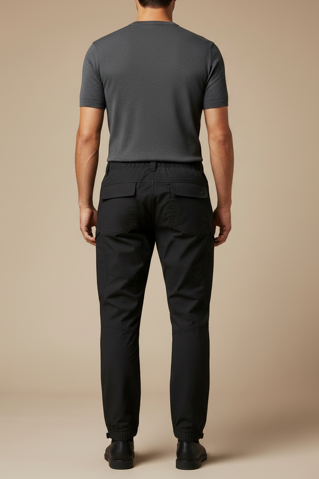 Pantalon Parachute Homme Noir Cargo Technique Ajusté - Polyester - vue 2