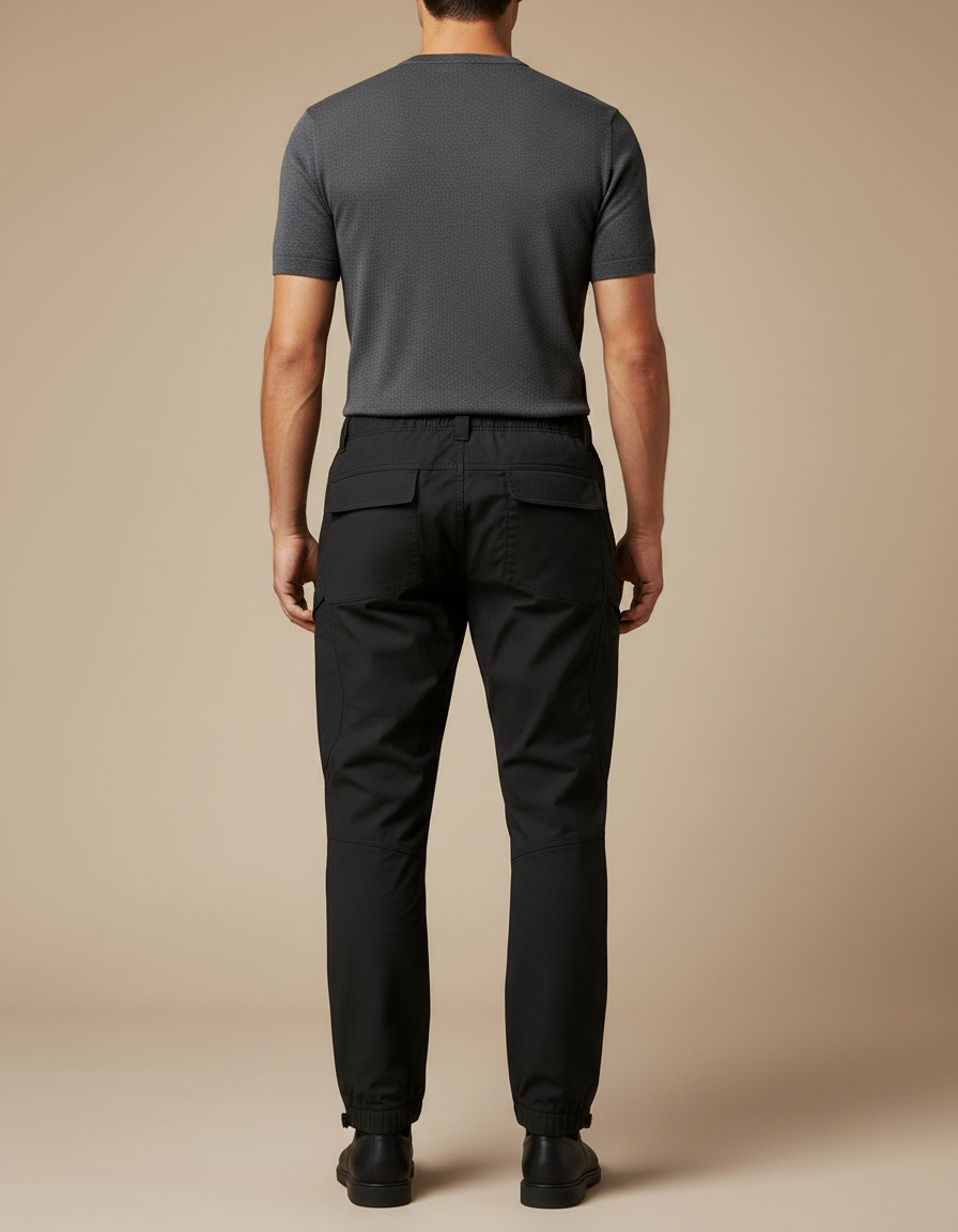 Pantalon Parachute Homme Noir Cargo Technique Ajusté - Polyester - vue 2