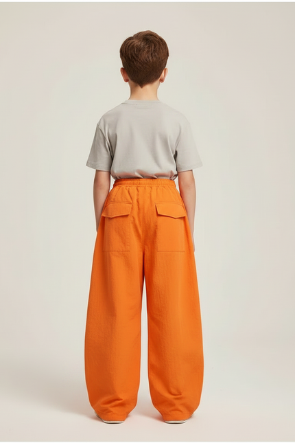 Pantalon Parachute Orange Ample Cargo Enfant Décontracté Tissu Tech - Polyester - vue 2