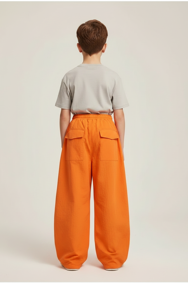 Pantalon Parachute Orange Ample Cargo Enfant Décontracté Tissu Tech - Polyester - vue 2