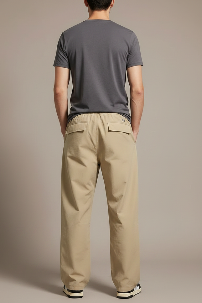 Pantalon Parachute Beige Cargo Ample Multipoches Homme - Toile - vue 2