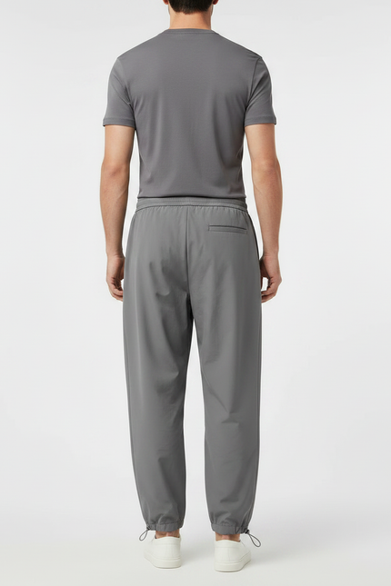 Pantalon Parachute Homme Gris Cordon Ample Décontracté Léger - Polyester - vue 2