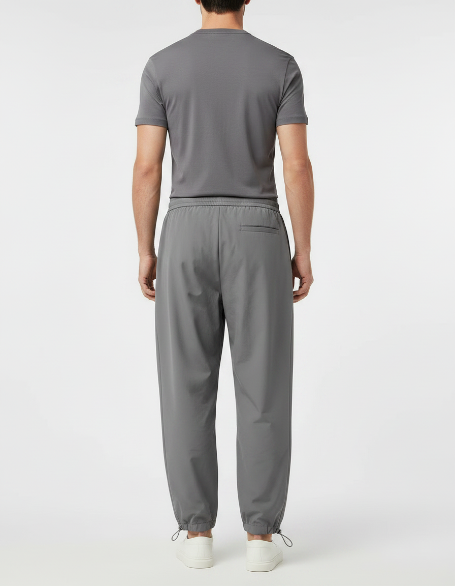 Pantalon Parachute Homme Gris Cordon Ample Décontracté Léger - Polyester - vue 2