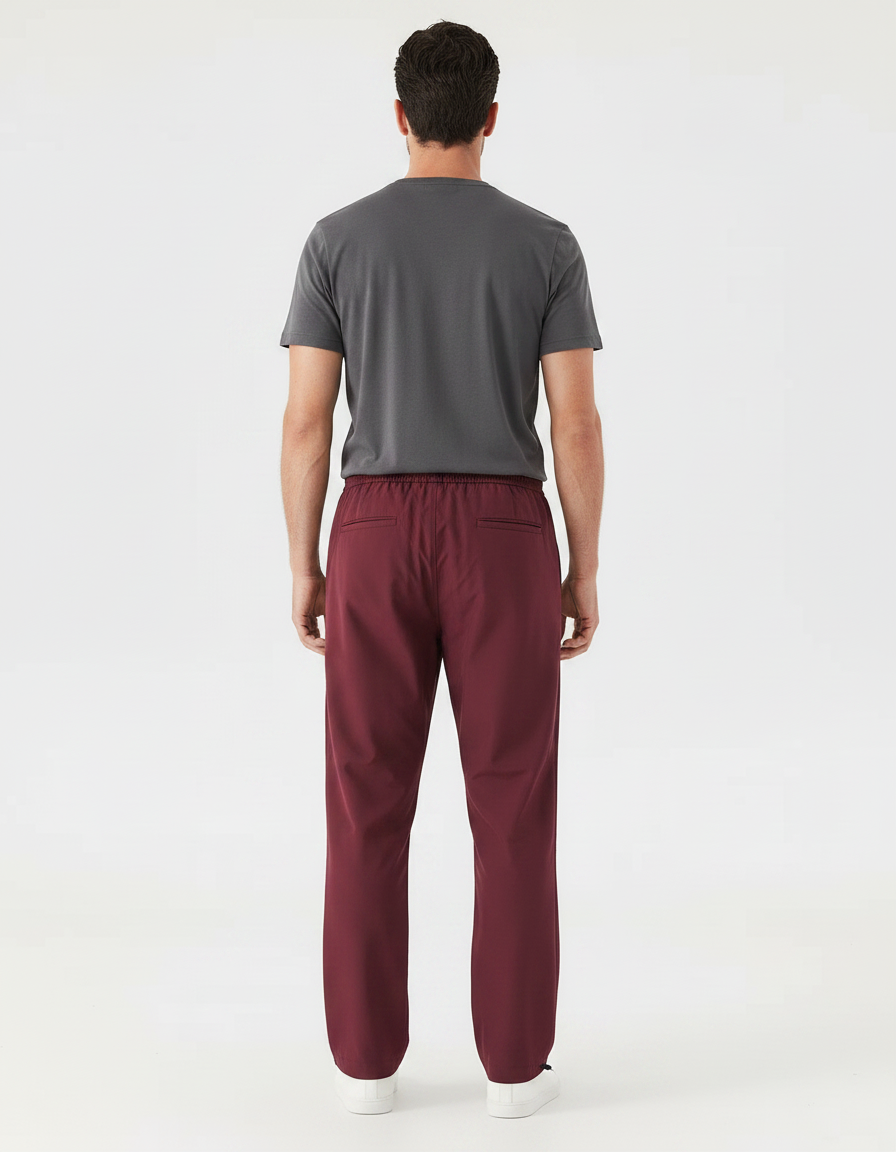 Pantalon Parachute Bordeaux Ample Décontracté Sportif Homme - Polyester - vue 2