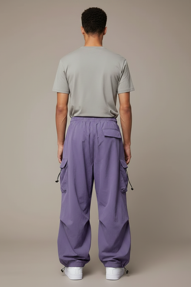 Pantalon Parachute Violet Cargo Ample Léger Unisexe - Polyester - vue 2