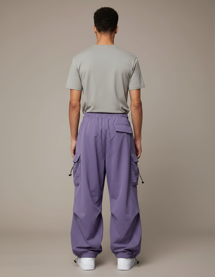 Pantalon Parachute Violet Cargo Ample Léger Unisexe - Polyester - vue 2