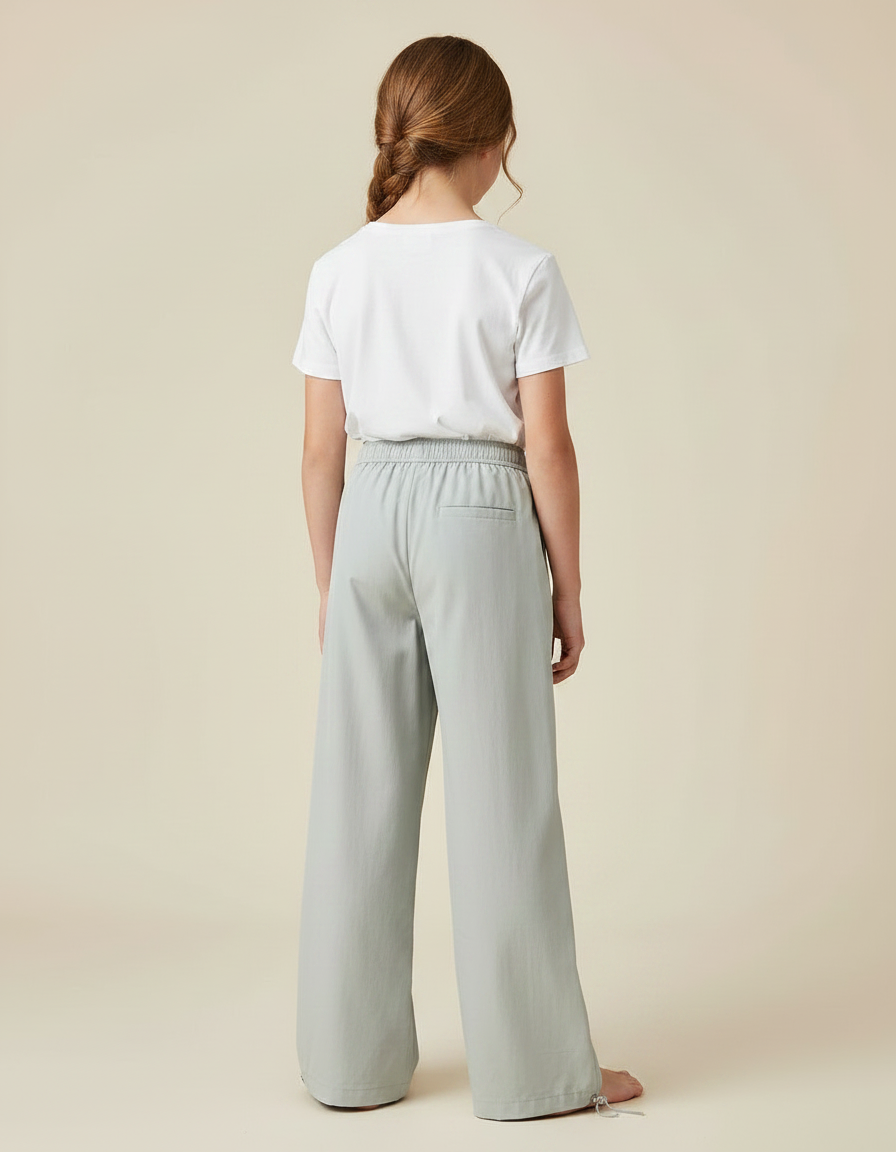 Pantalon Parachute Gris Ample Décontracté Fille - Polyester - vue 2