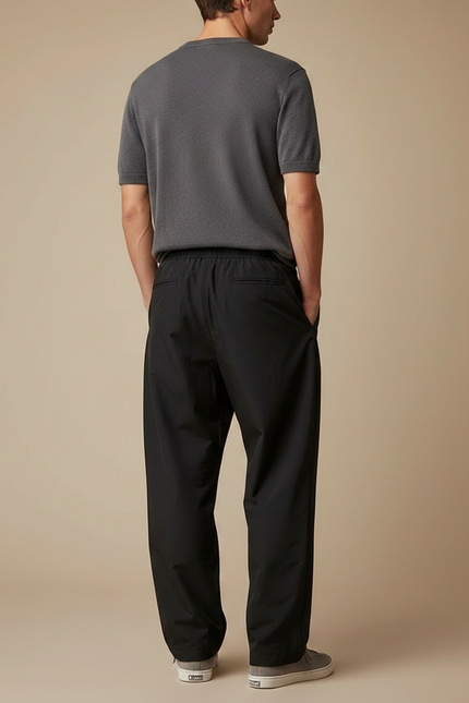 Pantalon Parachute Noir Ample Léger Décontracté Homme - Polyester - vue 2