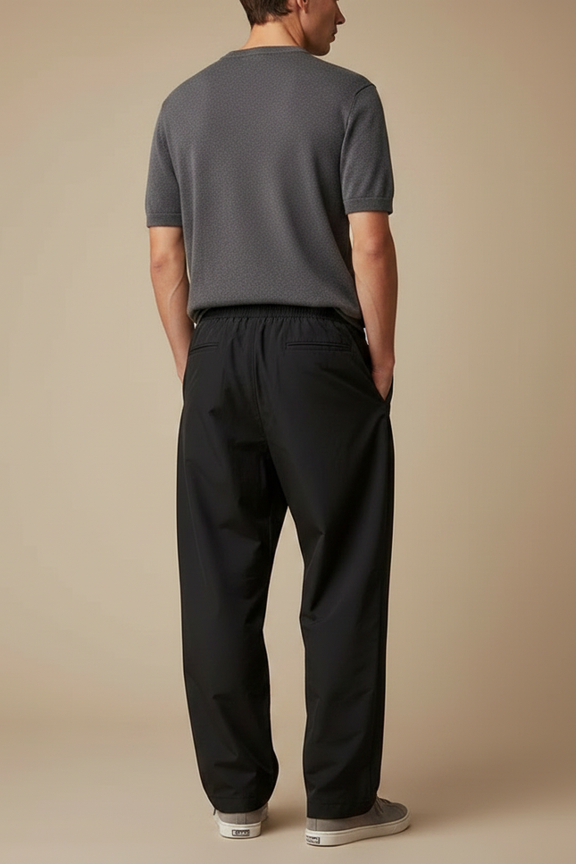 Pantalon Parachute Noir Ample Léger Décontracté Homme - Polyester - vue 2