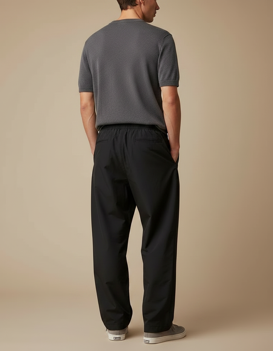 Pantalon Parachute Noir Ample Léger Décontracté Homme - Polyester - vue 2