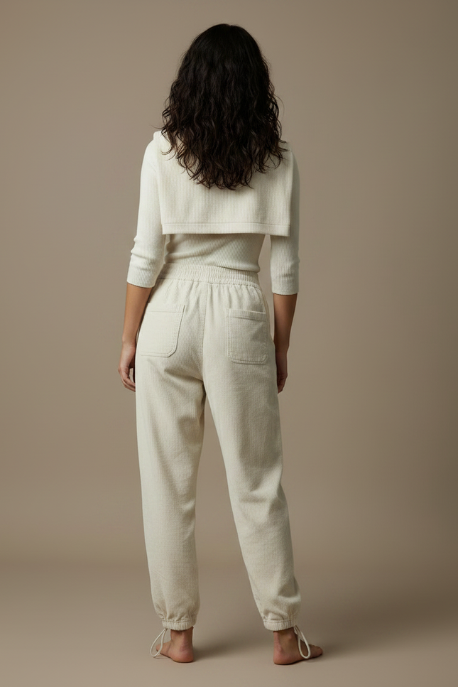 Pantalon Parachute Côtelé Beige Marron Ample Chaud - Cordé - vue 2