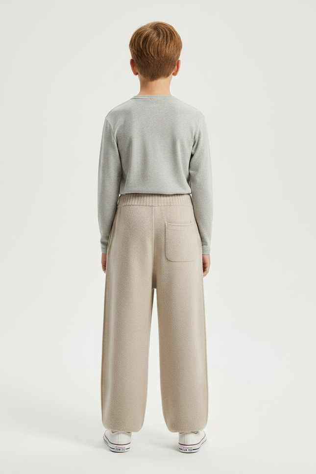 Pantalon Parachute Beige Ample Tricoté Enfant - Maille - vue 2