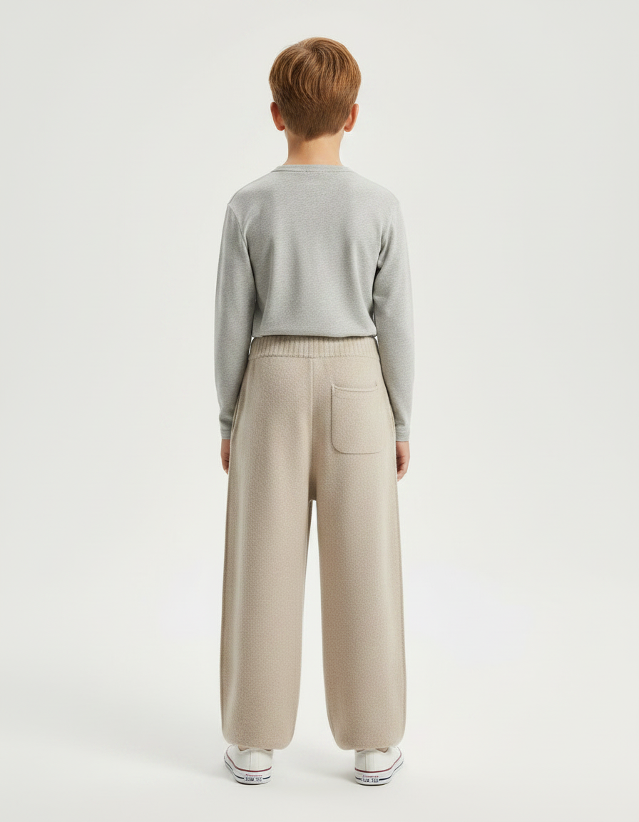 Pantalon Parachute Beige Ample Tricoté Enfant - Maille - vue 2