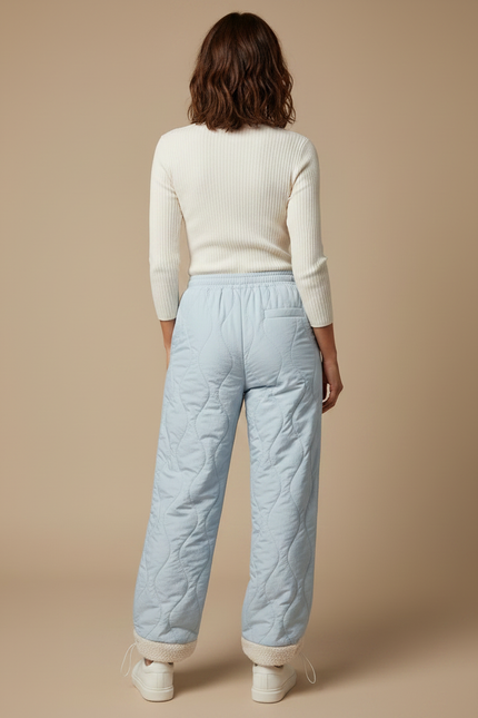 Pantalon Parachute Bleu Matelassé Doublé Polaire Ample - Polyester - vue 2