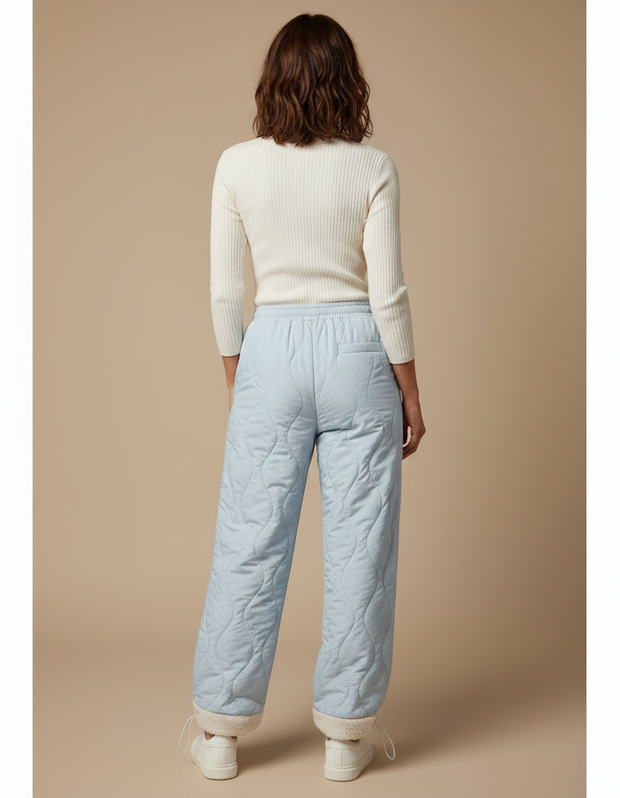 Pantalon Parachute Bleu Matelassé Doublé Polaire Ample - Polyester - vue 2
