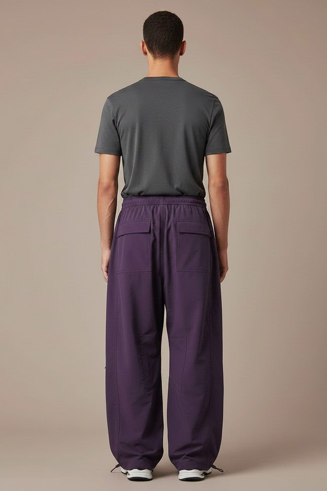 Pantalon Parachute Homme Baggy Nylon - Violet Polyester - vue 2