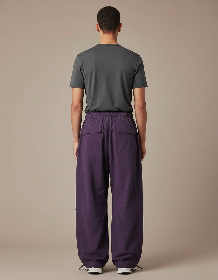 Pantalon Parachute Homme Baggy Nylon - Violet Polyester - vue 2