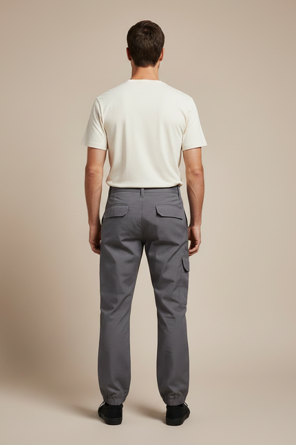Pantalon Parachute Gris Cargo Coton Ample Homme Tactique - vue 2