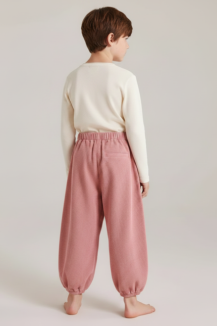 Pantalon Parachute Côtelé Rose Ample Enfant - Cordé - vue 2
