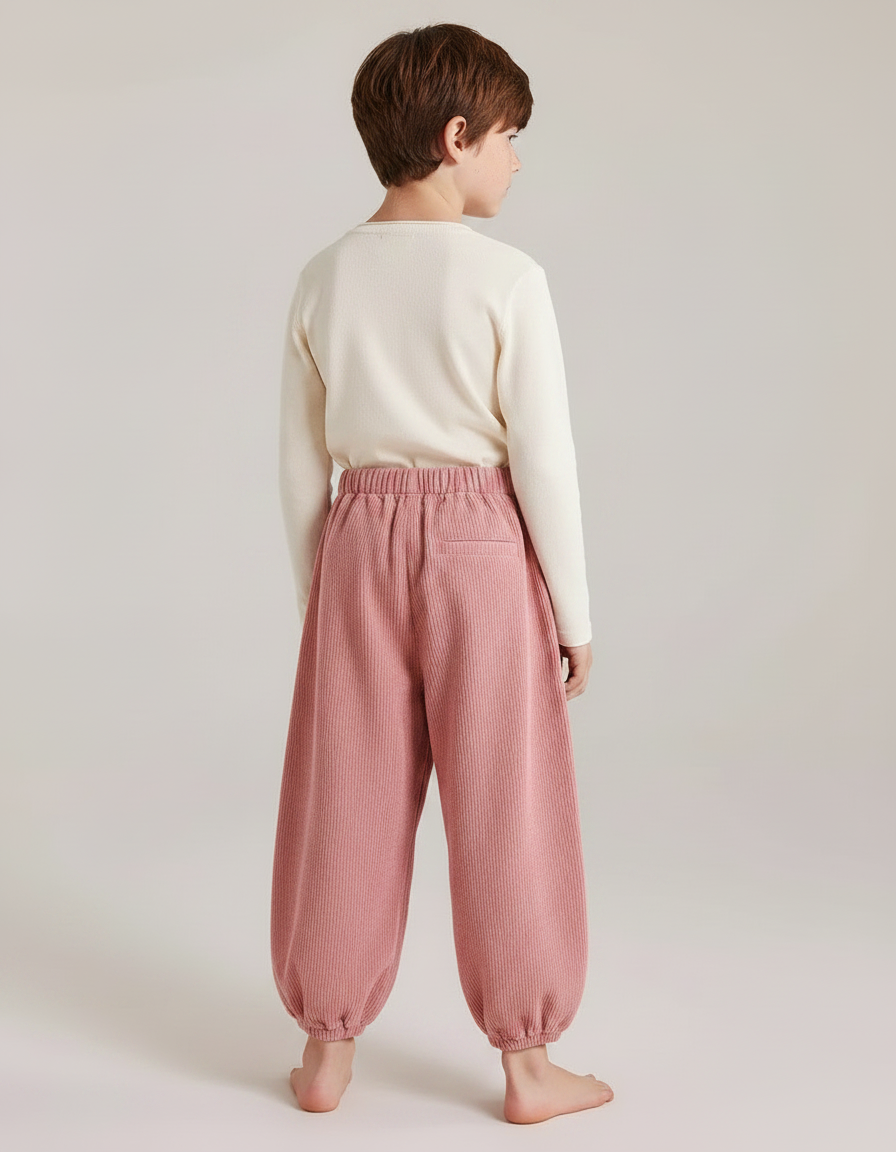 Pantalon Parachute Côtelé Rose Ample Enfant - Cordé - vue 2