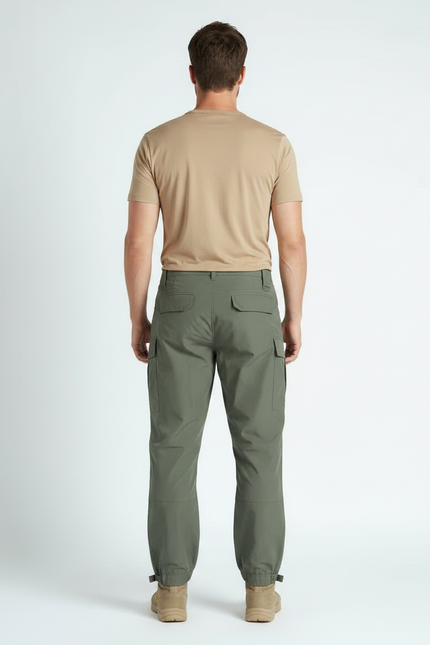 Pantalon Parachute Vert Cargo Tactique Léger Homme - Kaki Polyester - vue 2