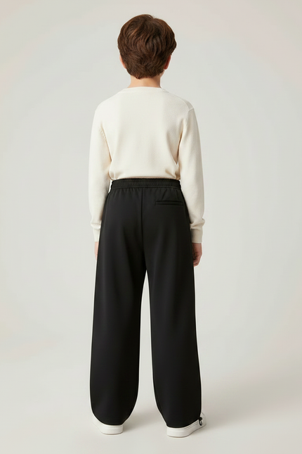 Pantalon Parachute Noir Ample Coton Enfant Décontracté - vue 2