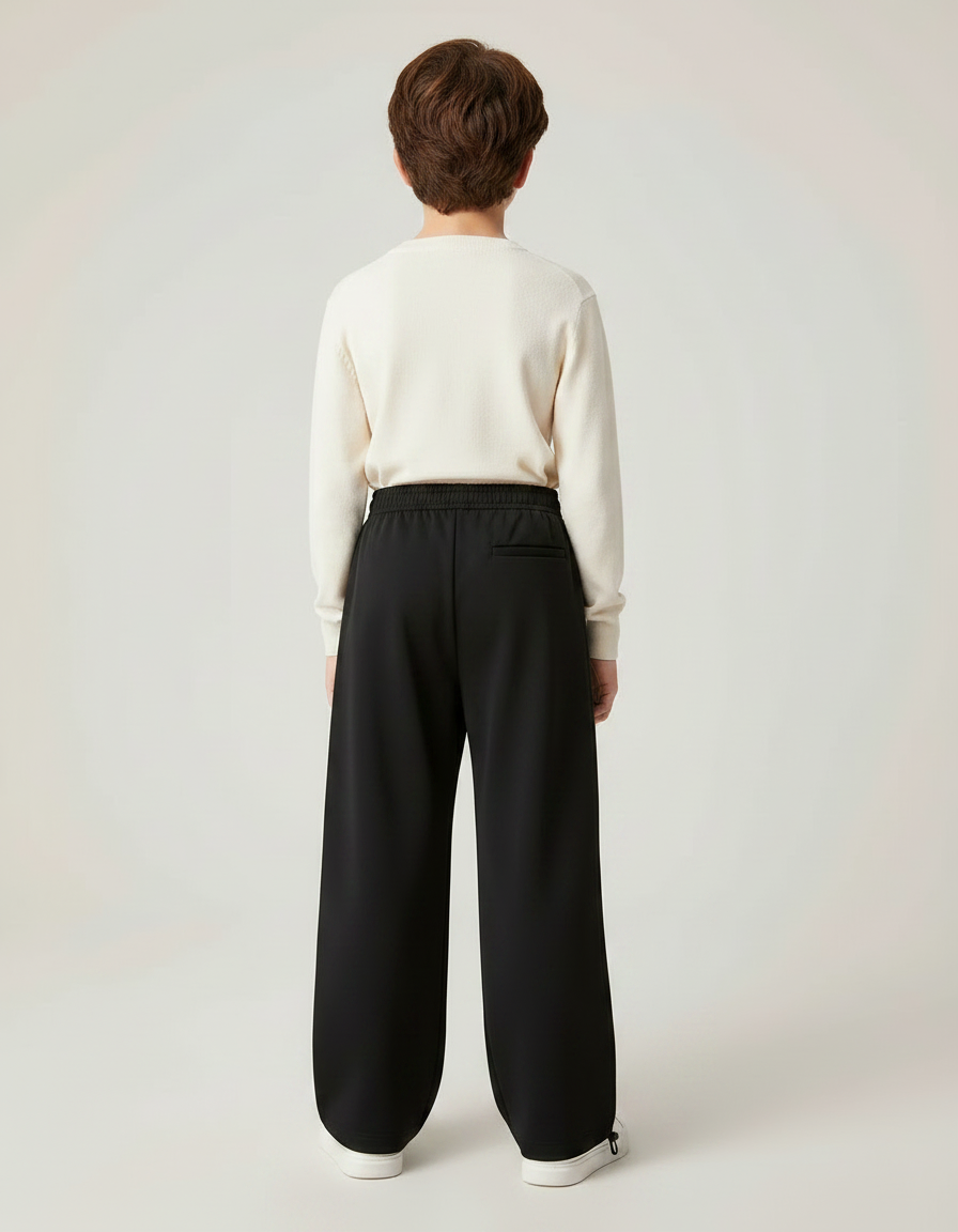 Pantalon Parachute Noir Ample Coton Enfant Décontracté - vue 2