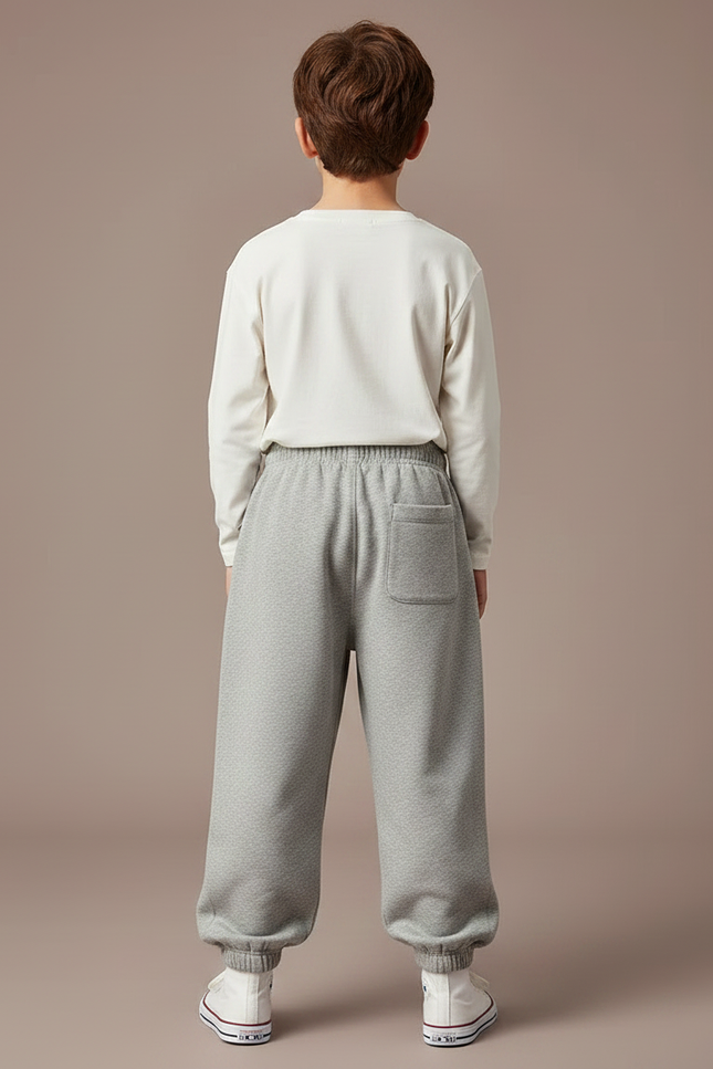 Pantalon Parachute Gris Ample Molletonné Garçon Sportif - vue 2