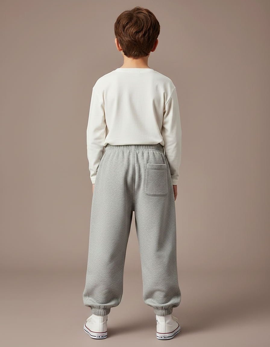 Pantalon Parachute Gris Ample Molletonné Garçon Sportif - vue 2