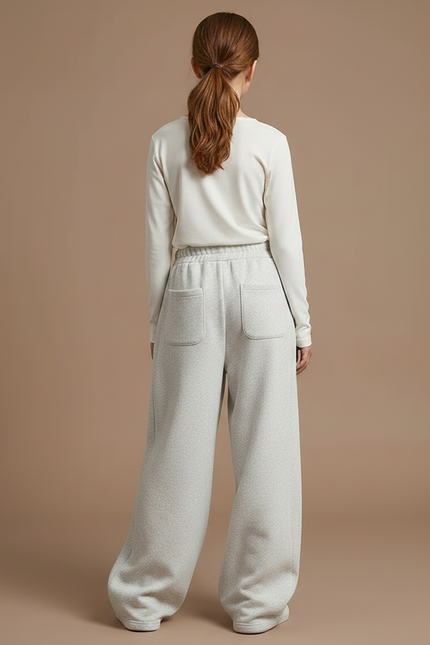 Pantalon Parachute Gris Ample Fille Confortable Décontracté - Molleton - vue 2
