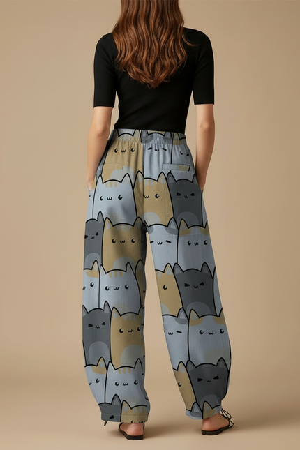 Pantalon Parachute Femme Resserré Aux Chevilles Nylon - Imprimé Viscose - vue 2