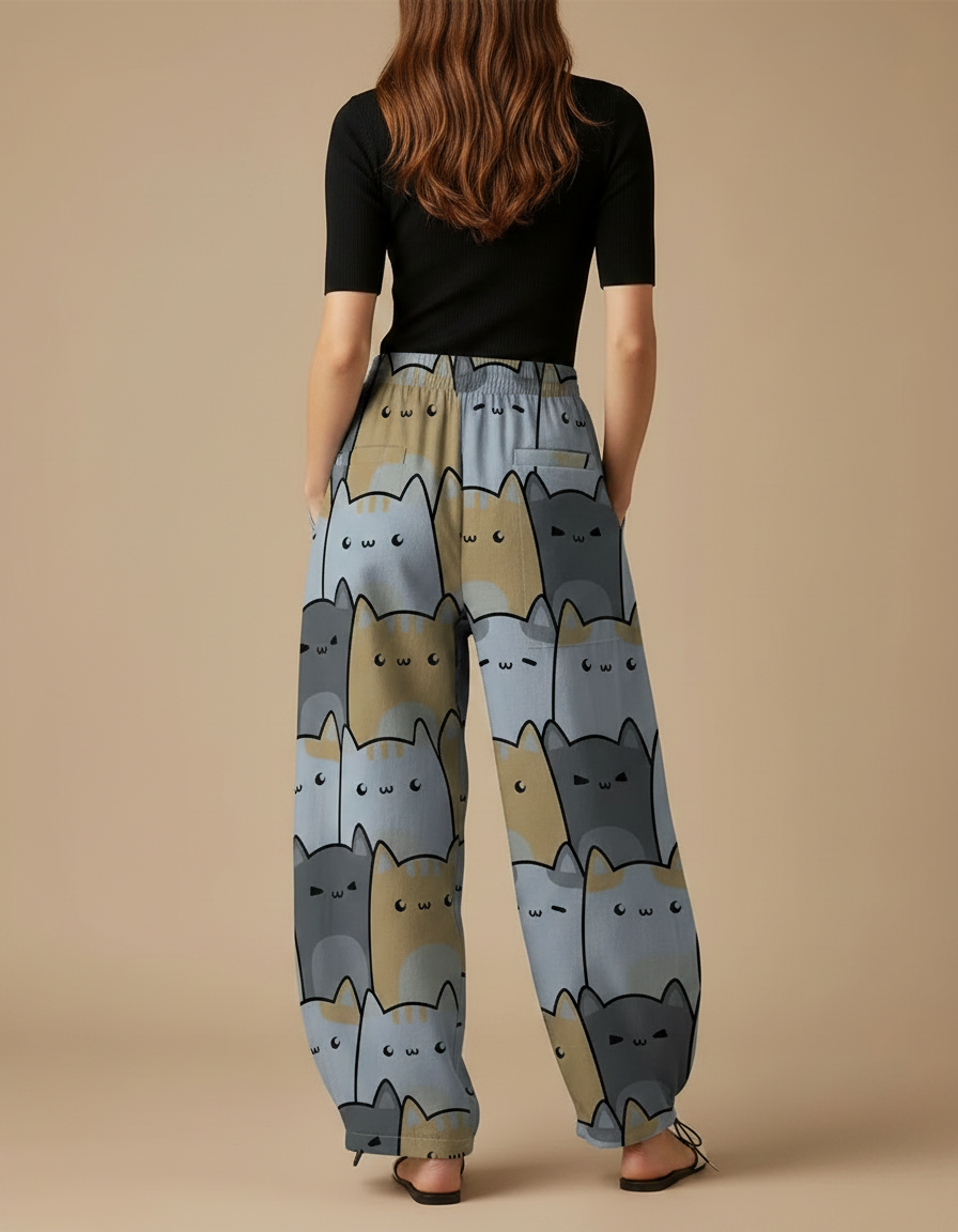Pantalon Parachute Femme Resserré Aux Chevilles Nylon - Imprimé Viscose - vue 2