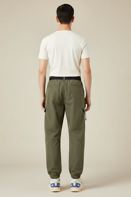 Pantalon Parachute Kaki Cargo Ample Décontracté Homme - Polyester - vue 2
