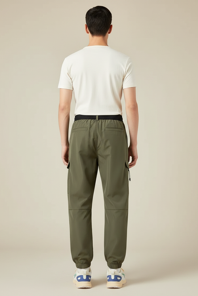 Pantalon Parachute Kaki Cargo Ample Décontracté Homme - Polyester - vue 2