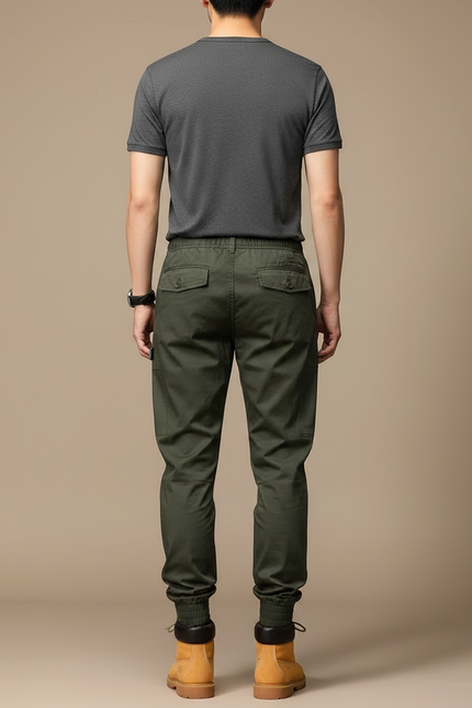 Pantalon Parachute Vert Kaki Cargo Jogger Homme Coton - vue 2