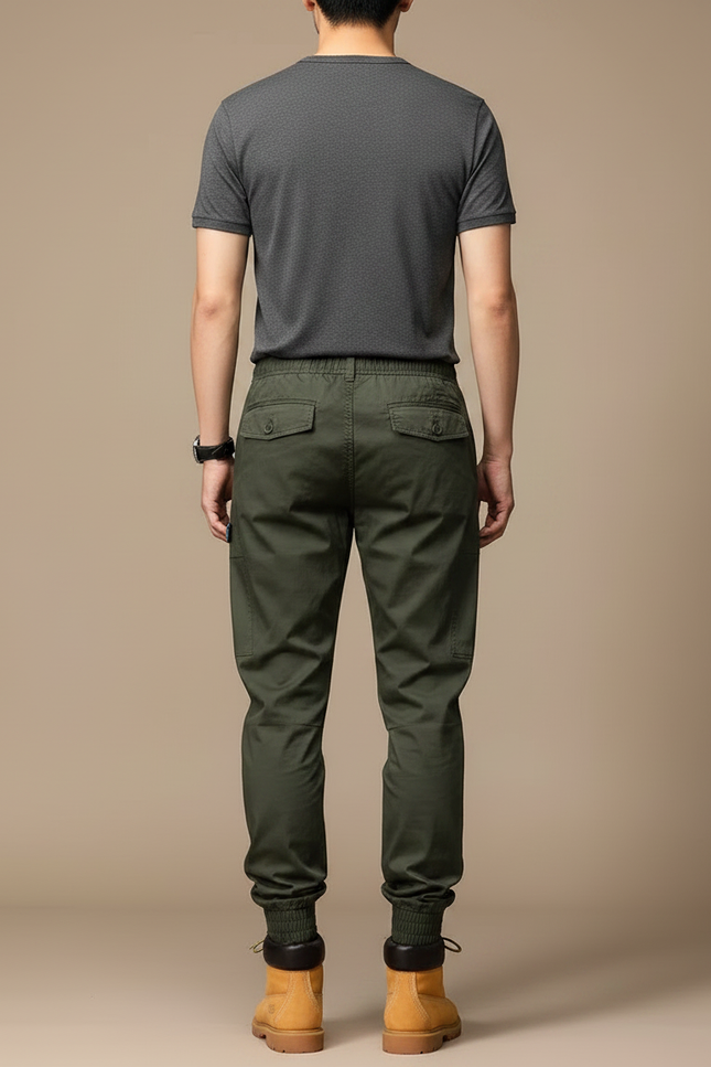 Pantalon Parachute Vert Kaki Cargo Jogger Homme Coton - vue 2