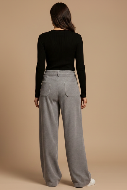 Pantalon Parachute Femme Gris Baggy - Cordé - vue 2