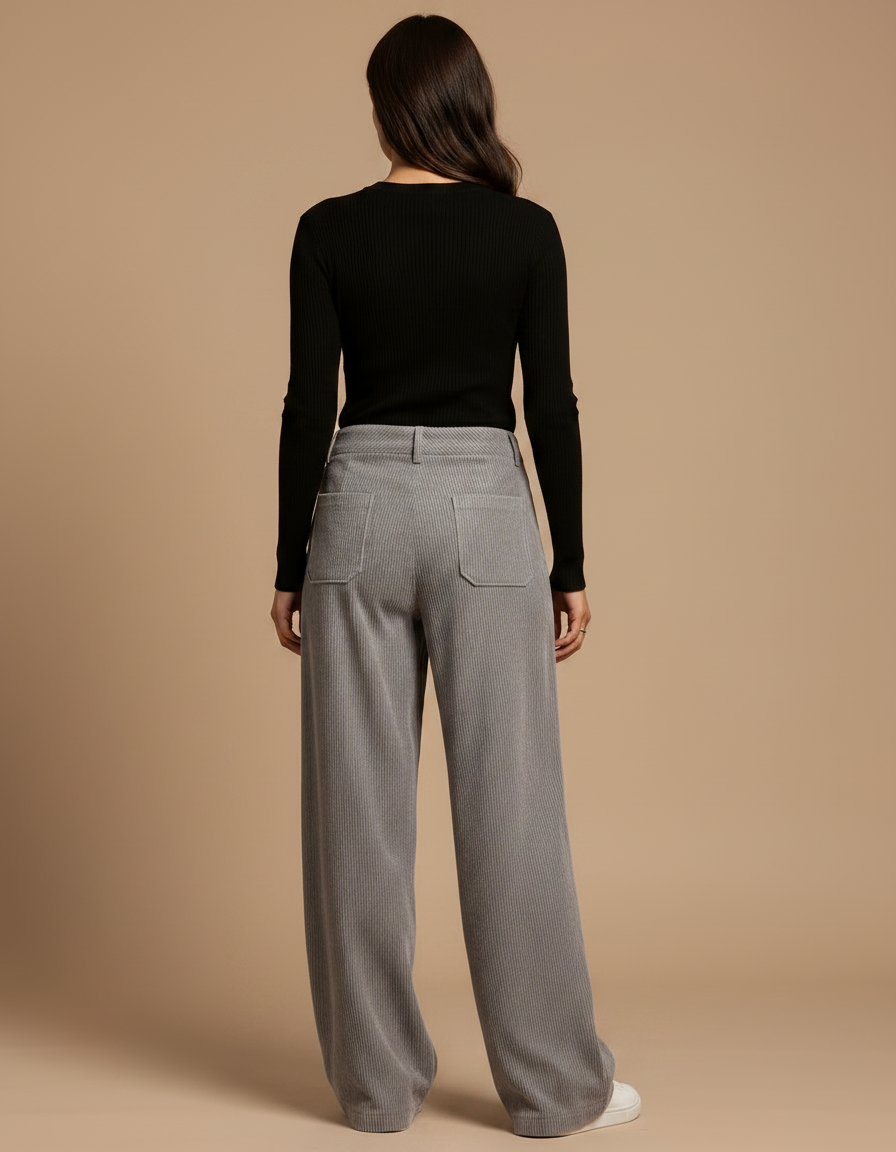 Pantalon Parachute Femme Gris Baggy - Cordé - vue 2