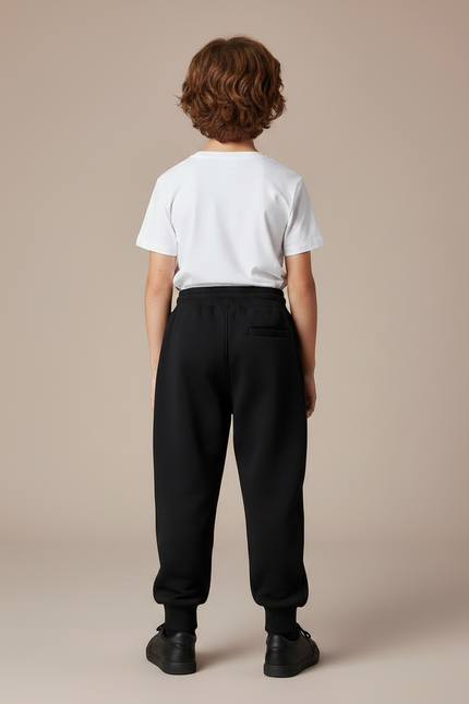 Pantalon Parachute Noir Ample Molletonné Enfant Unisexe - vue 2