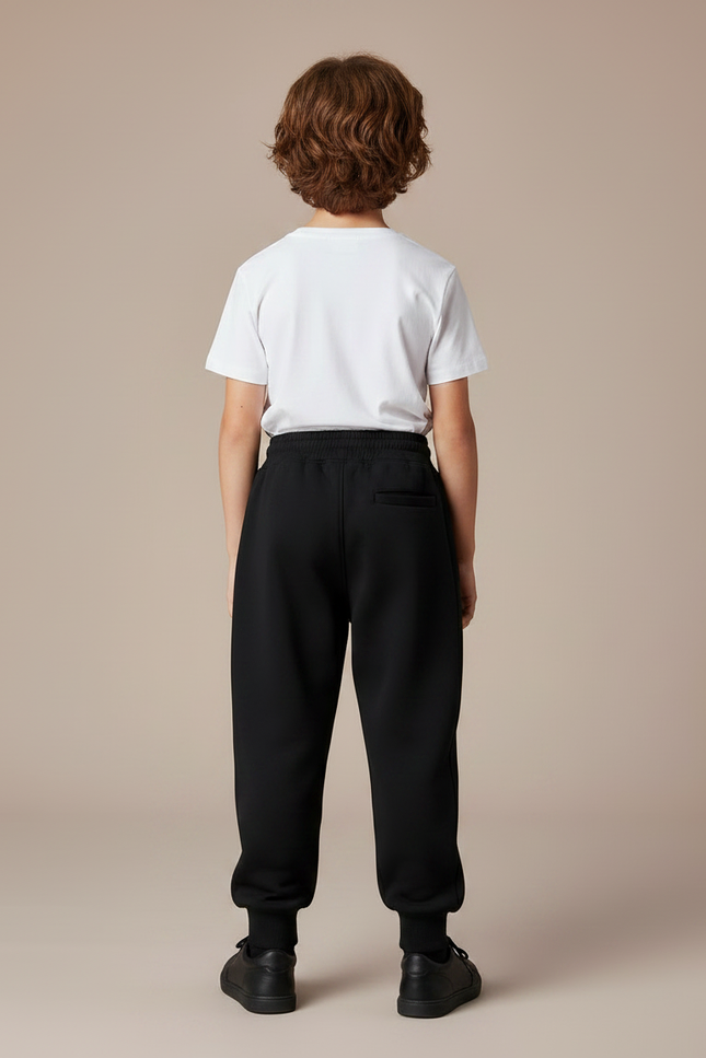 Pantalon Parachute Noir Ample Molletonné Enfant Unisexe - vue 2