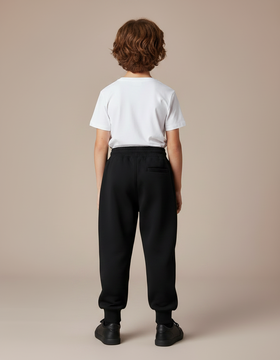 Pantalon Parachute Noir Ample Molletonné Enfant Unisexe - vue 2