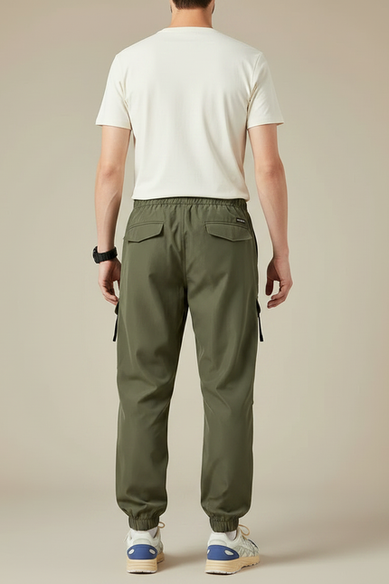 Pantalon Parachute Kaki Cargo Multi-poches Homme - Polyester - vue 2