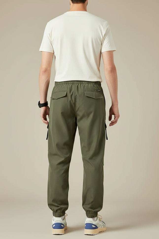 Pantalon Parachute Kaki Cargo Multi-poches Homme - Polyester - vue 2